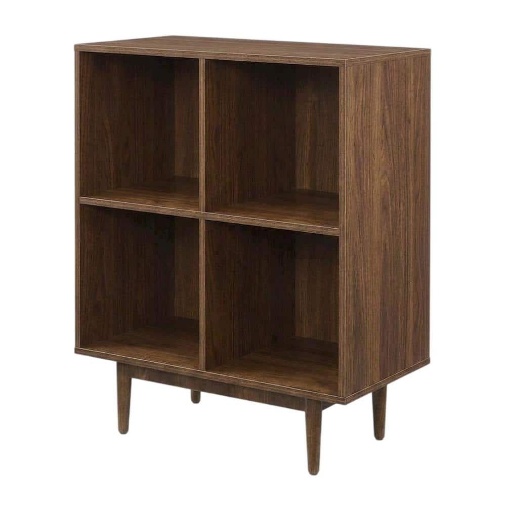 FurniFact - Record Player Stand with Vinyl Storage - Walnut