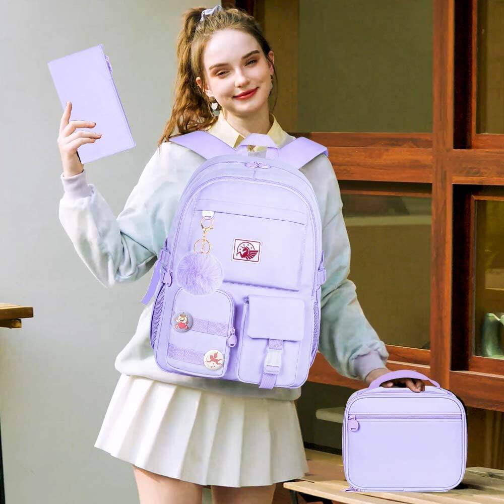 3PC Women Backpack for School Teenagers Girls Preppy Style Ladies Girls Bag Printing Backpack Sac Purse