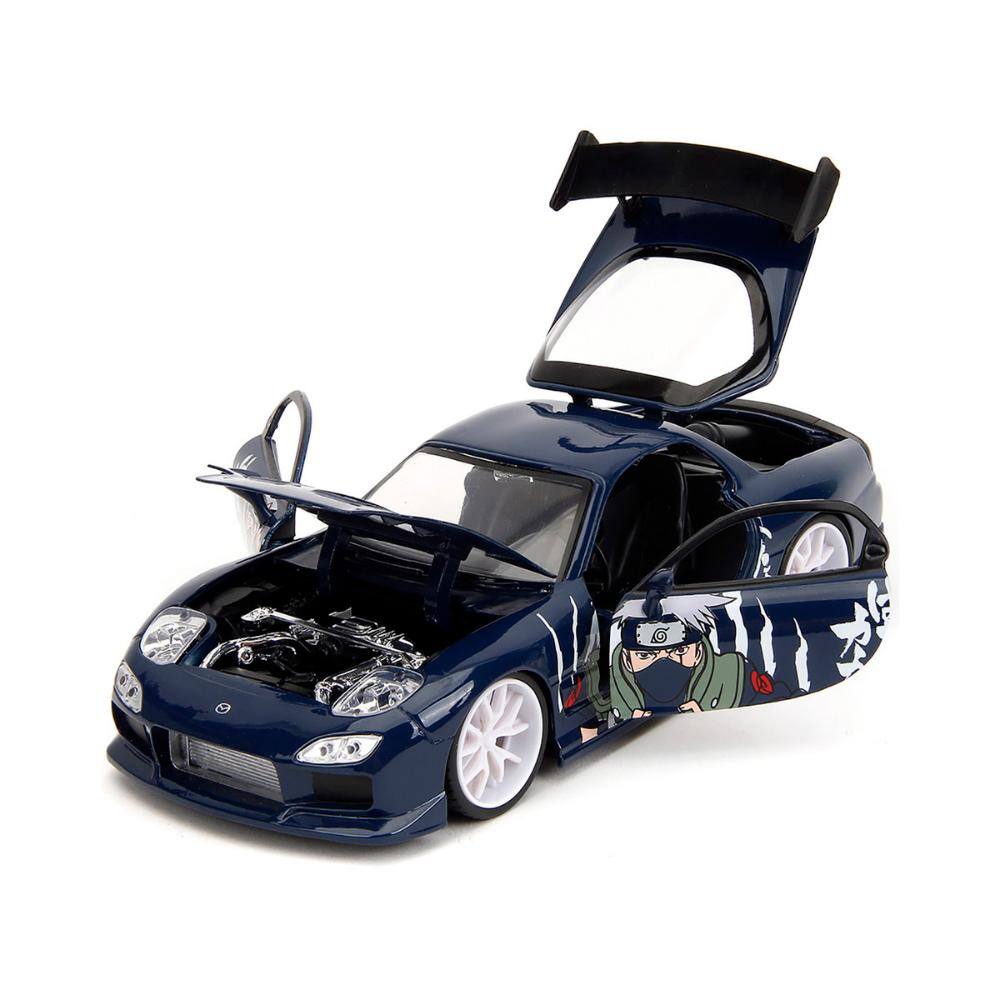 Angle. Jada - 1993 Mazda RX-7 Dark Blue w/ Graphics & Kakashi Figure – Naruto Shippuden (2009–2017) Anime Hollywood Rides 1/24 - Dark Blue.