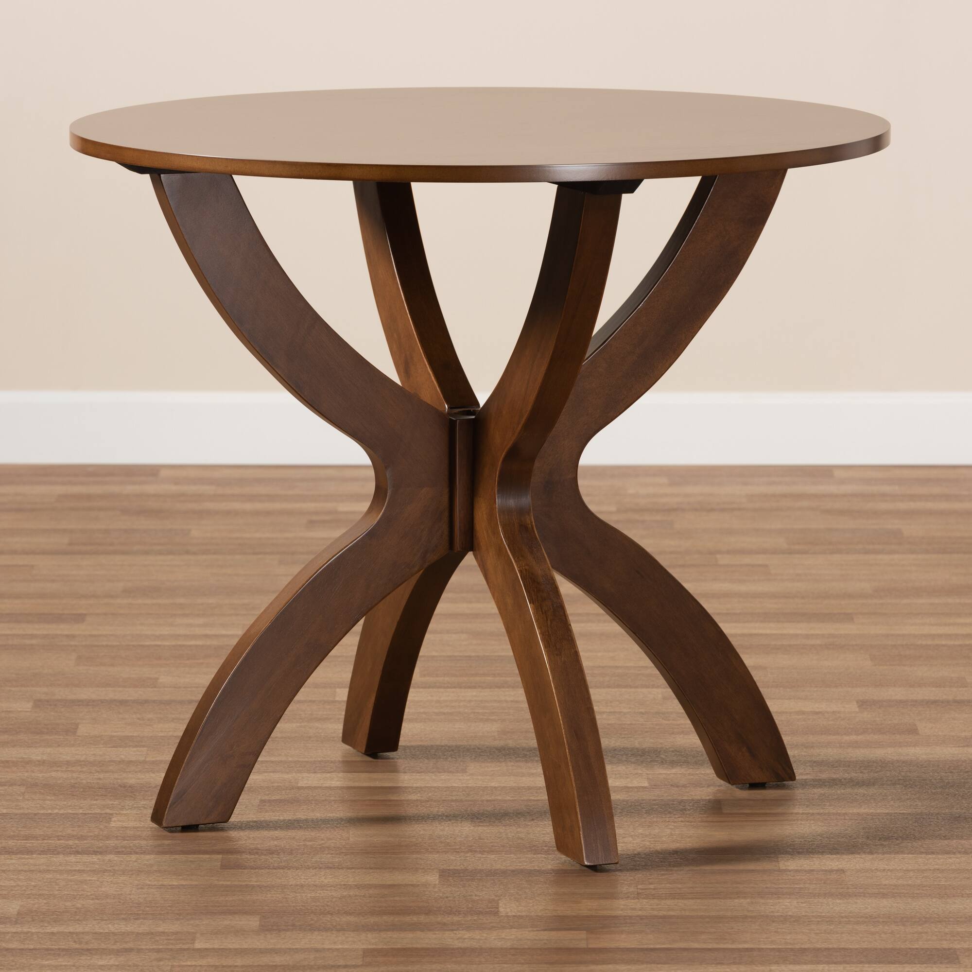 Alt View 2. Baxton Studio - Tilde Modern and Contemporary Finished 35-Inch-Wide Round Wood Dining Table - Walnut.