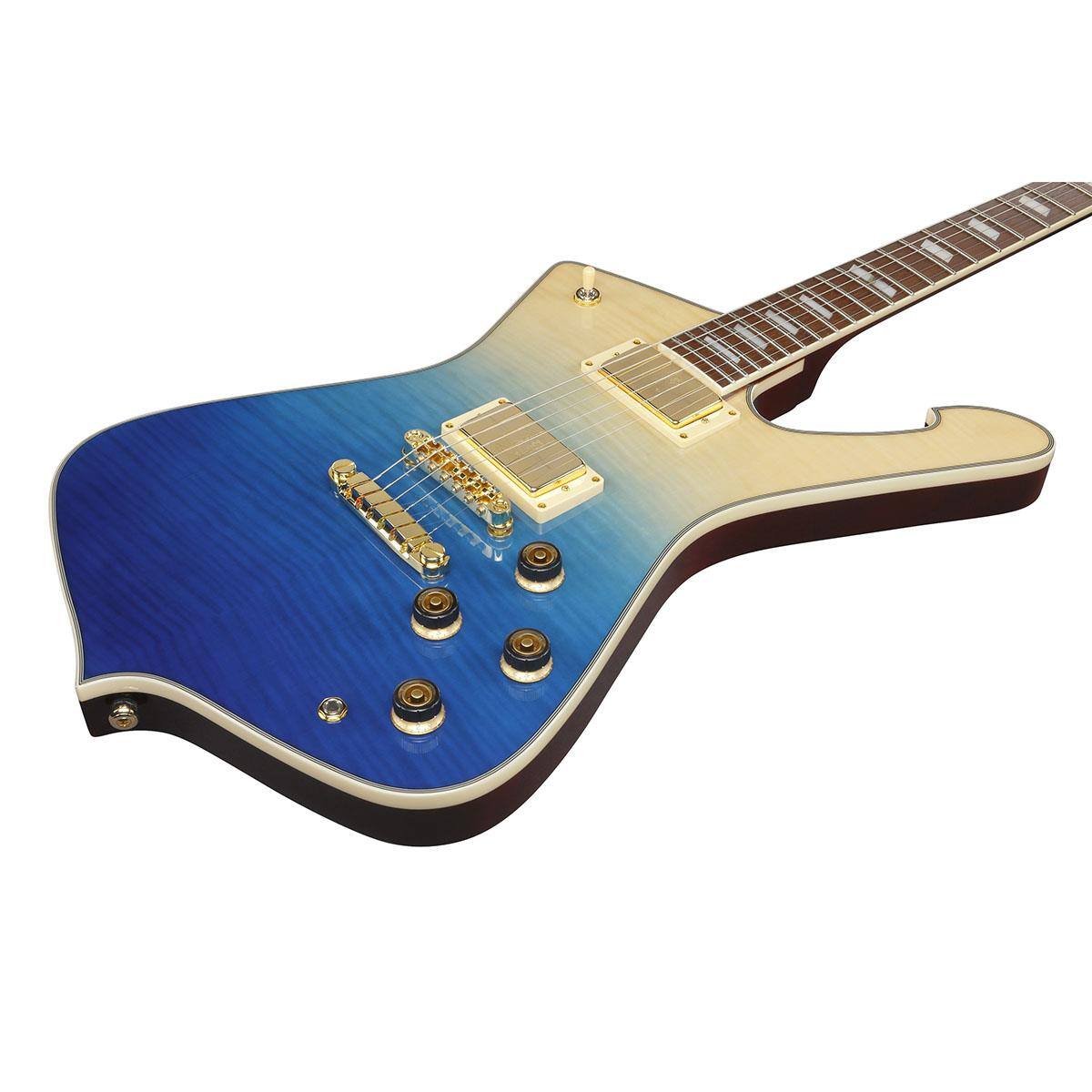 Alt View 5. Ibanez - Ibanez Iceman Standard Series IC420FM Electric Guitar, Transparent Blue Gradation.