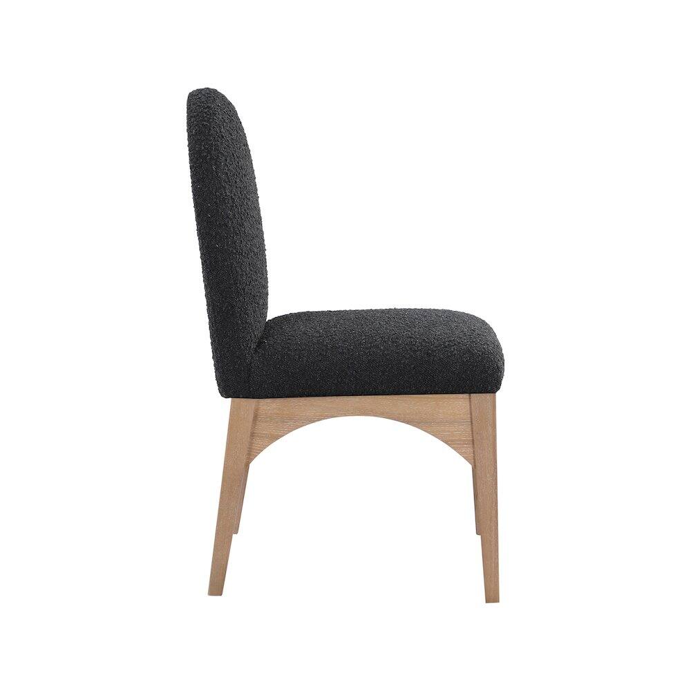 Alt View 3. Meridian Furniture - Waldorf Black Boucle Fabric Dining Chair - Black.