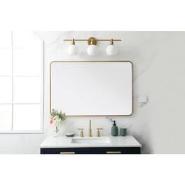 Elegant Decor - Soft corner metal rectangular mirror 28x42 inch - Brass