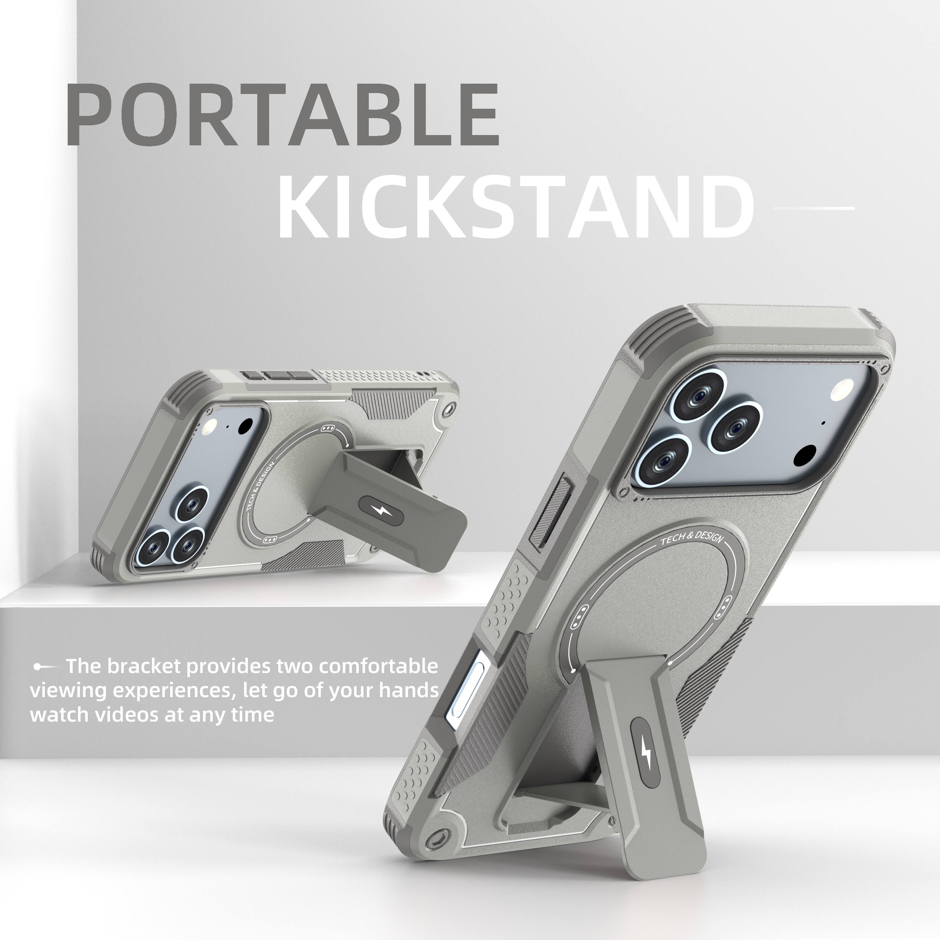 PORTABLE KICKSTAND

The bracket provides two comfortable viewing experiences, let go of your hands watch videos at any time
