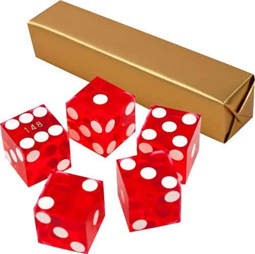 Angle Standard. Trademark - A Grade Serialized Casino 5-Dice Set - Red.