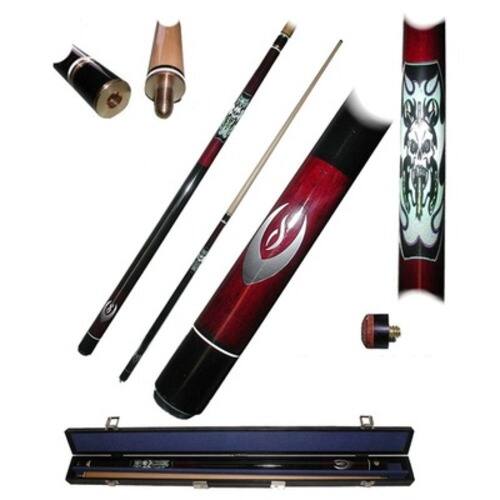 Front Standard. Trademark - Demon Skull Wood Pool Cue.