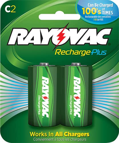 Rayovac - Recharge Plus Rechargeable C Batteries (2-Pack) - Larger Front