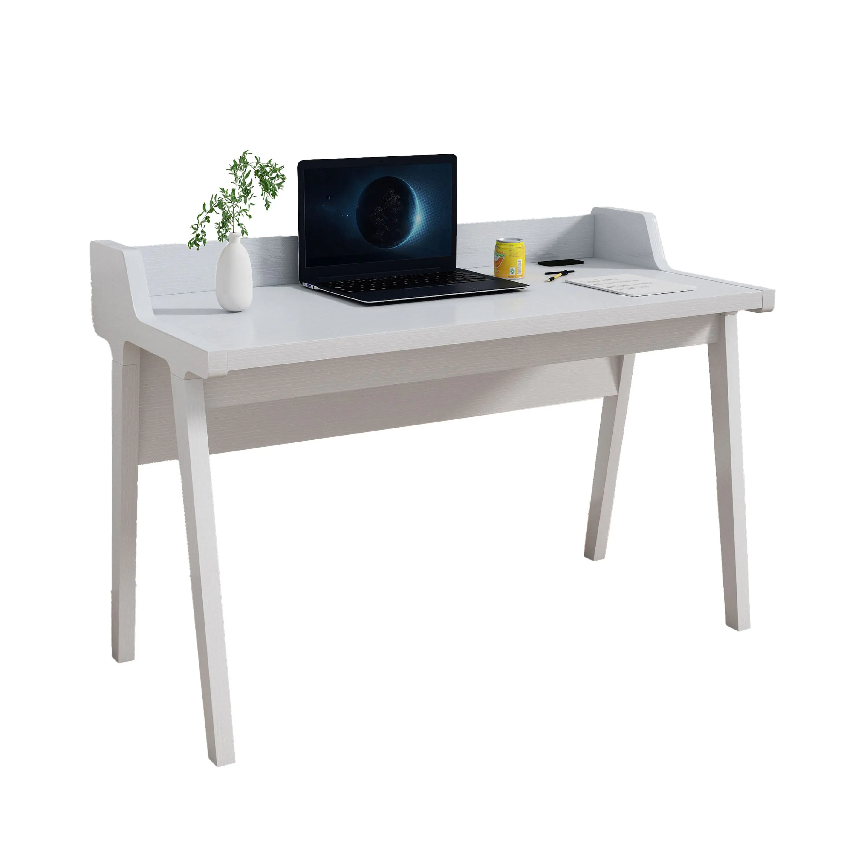 Front. Manhattan Lane - Writing Desk, Wrap Around Tabletop, 50 Inch, Modern White Finish - White.