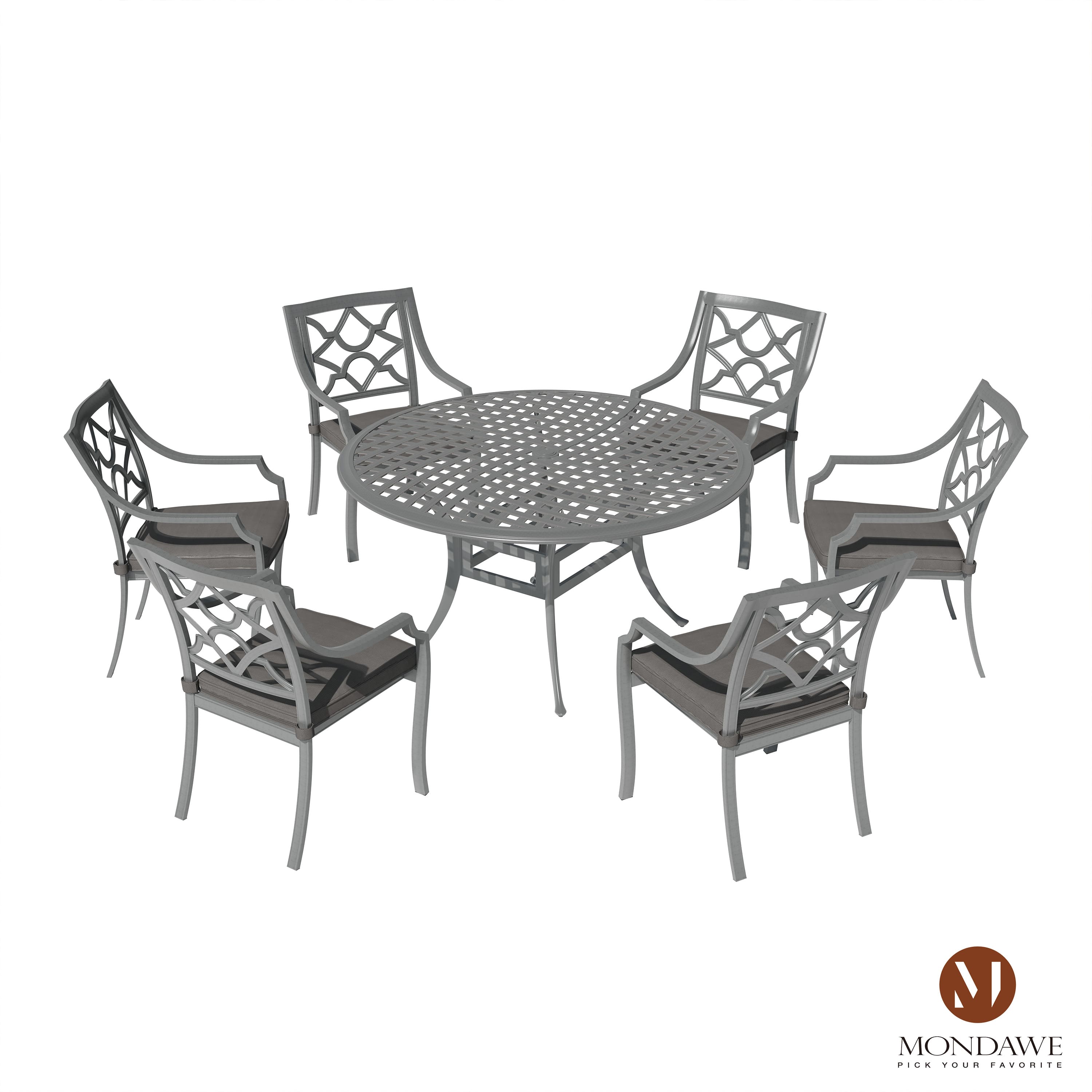 Mondawe - 7 Piece Outdoor Patio Dining Set - Black+Gray