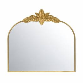 RYHNUYNE - Arched Wall Mirror, 39.5 x 35 in, Metal Frame and MDF, Wall Mounted Decor for Living Room or Bedroom - Gold