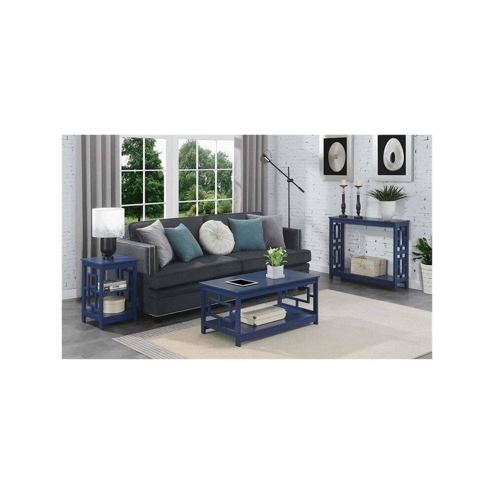 Angle. Convenience Concepts - Town Square Coffee Table with Shelf, Cobalt Blue - Cobalt Blue.