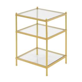 FurniFact - Wood Finish End Table with Smooth Surface and Sturdy Support - Gold And Clear