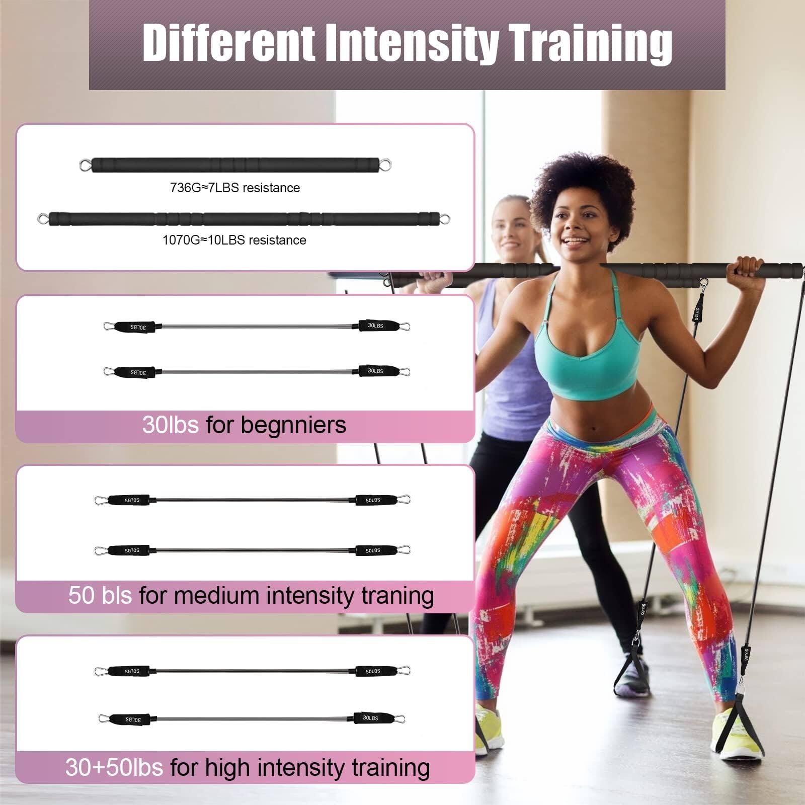 Different Intensity Training

- 736G = 7LBS resistance
- 1070G = 10LBS resistance

- 30lbs for beginners

- 50 lbs for medium intensity training

- 30+50lbs for high intensity training