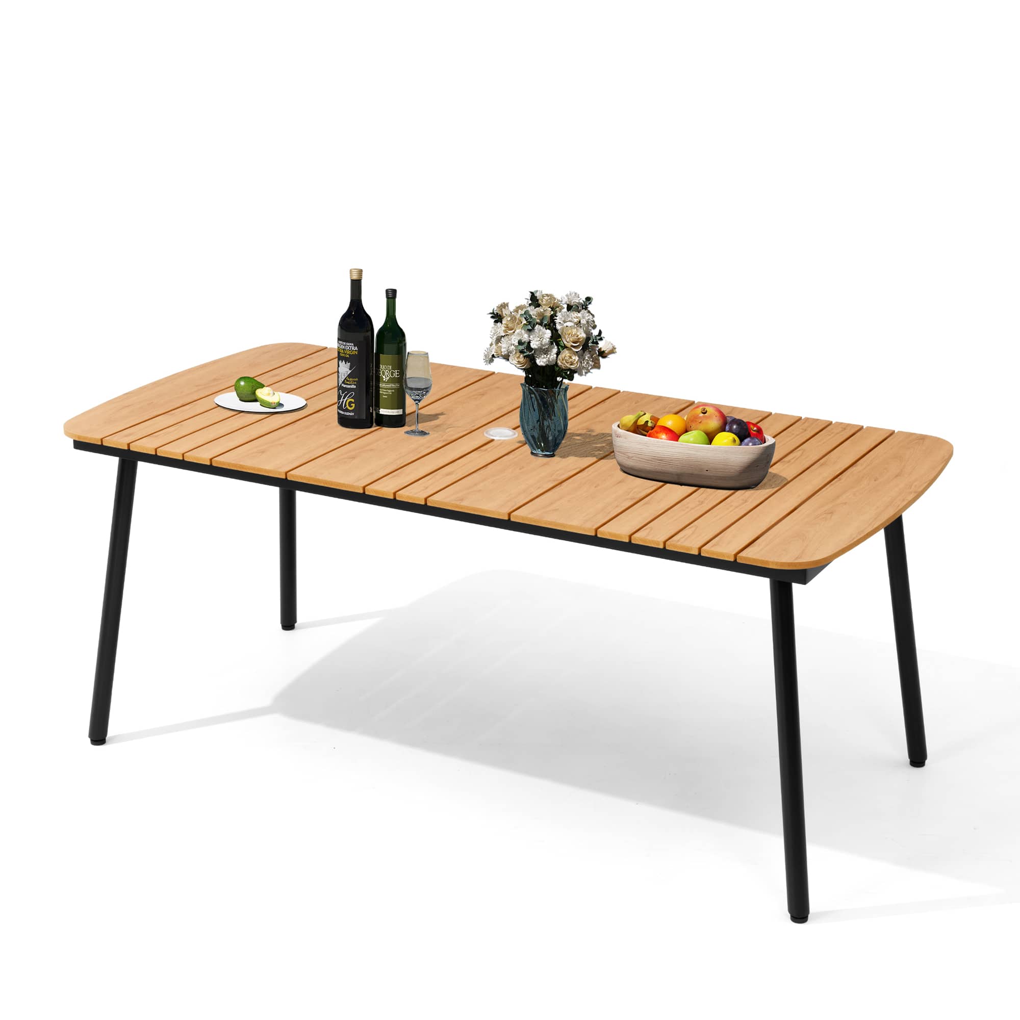 Crestlive Products - Rectangular Patio Dining Table with Umbrella Hole - Brown price history on PriceWatchPro