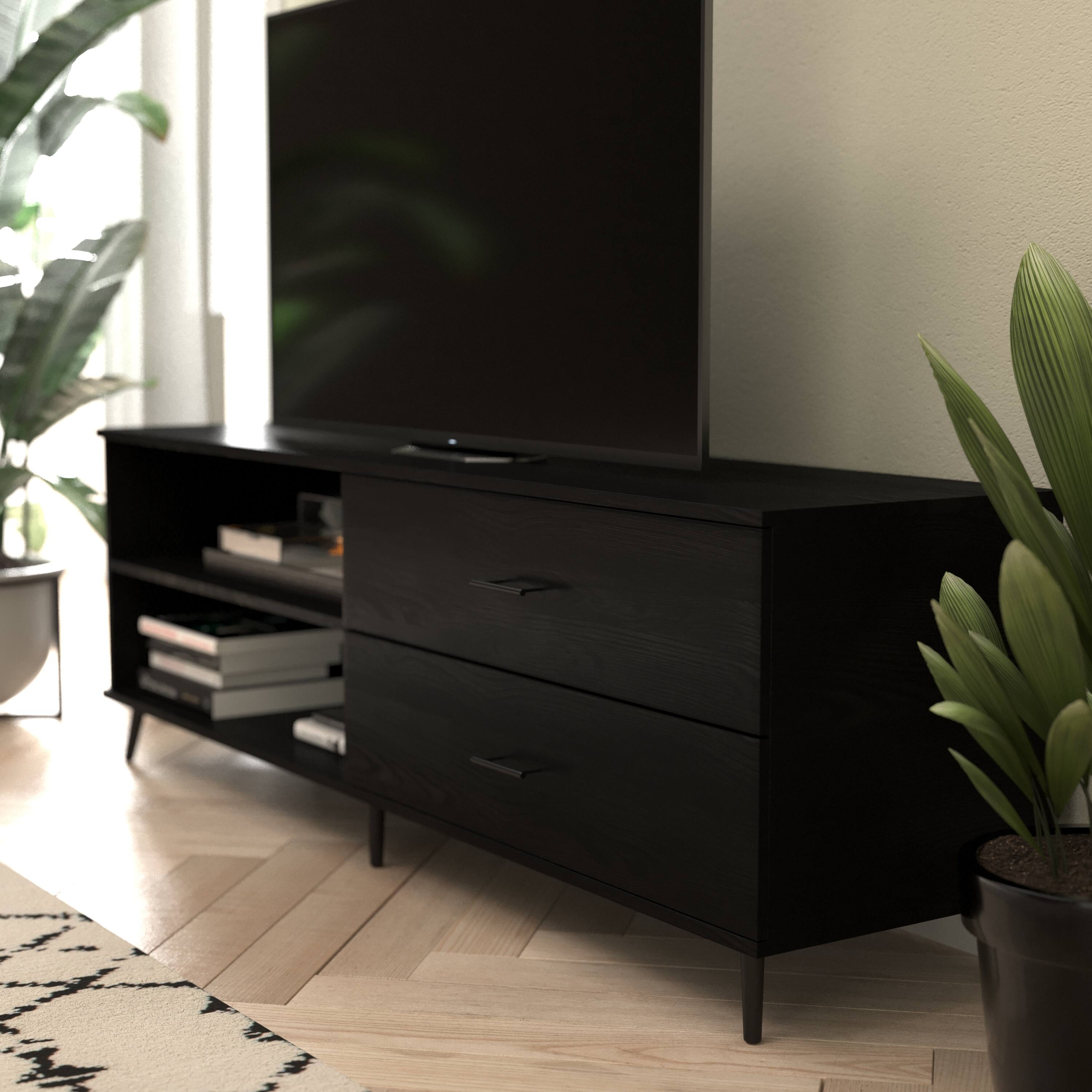 Alt View 14. Alamont Home - Nelson TV Stand for up to 60" TV's with Adjustable Shelf and Storage Drawers - Black.