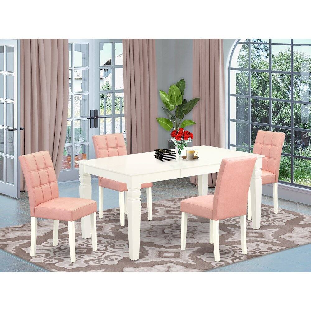 Alt View 9. East West Furniture - 5 Piece Dinner Table Set consists A Mid-Century Dining Table - Linen White.