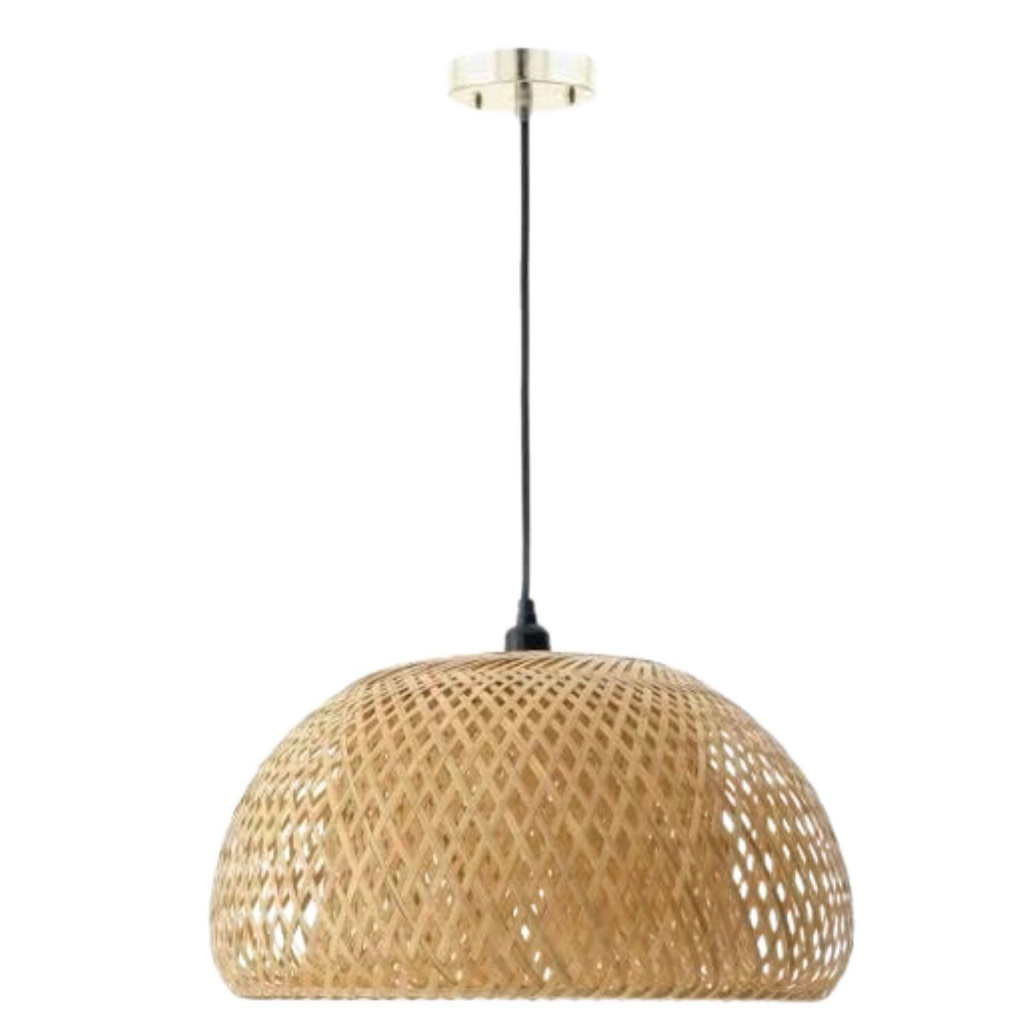 Stock Preferred - Vintage Bamboo Wicker Rattan Pendant Light - Natural bamboo