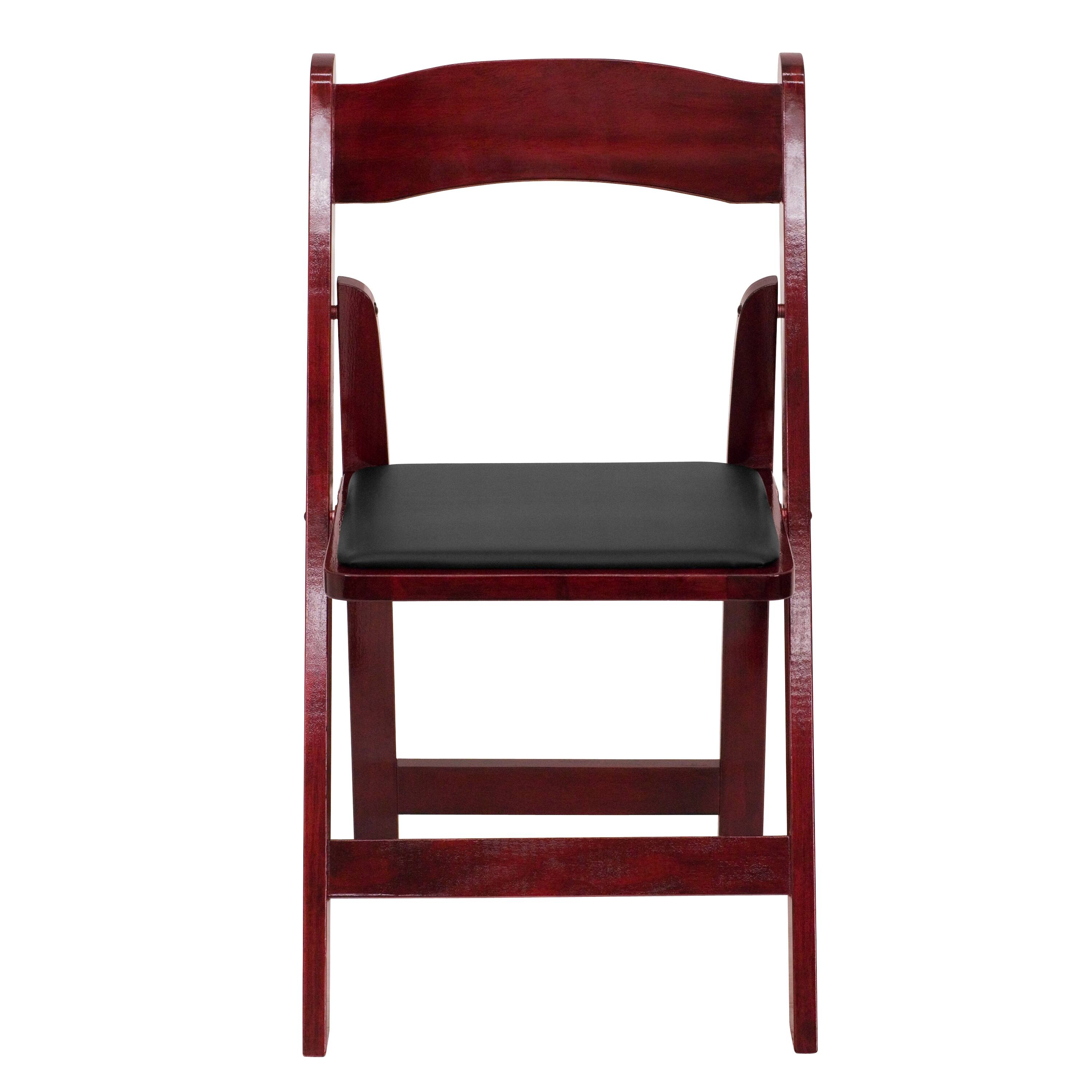 Alt View 3. Emma + Oliver - 2 Pack Wedding Party Event Wood Folding Chair with Vinyl Padded Seat - Mahogany.