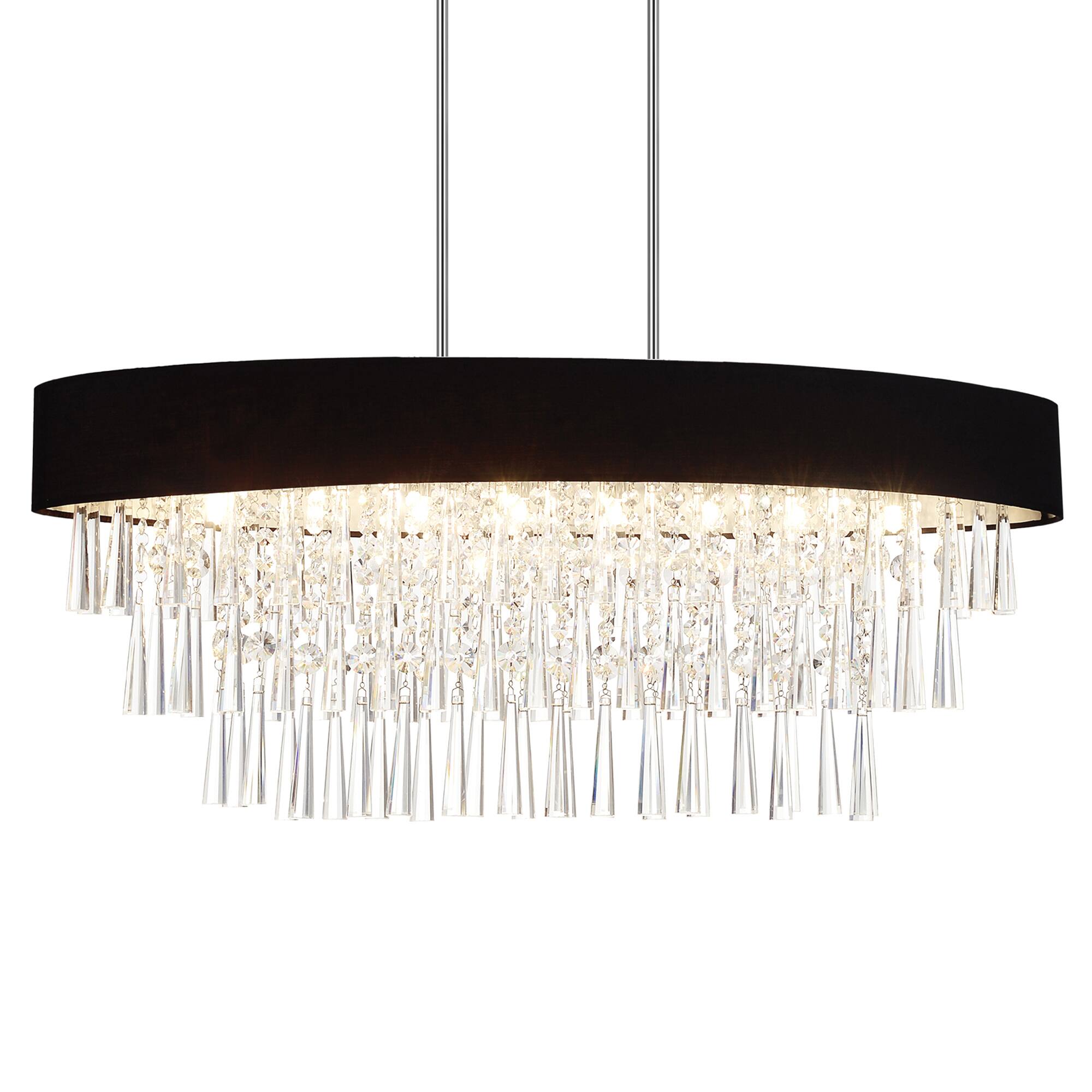 Angle. CWI Lighting - Franca 8 Light Drum Shade Chandelier With Chrome Finish - Black.