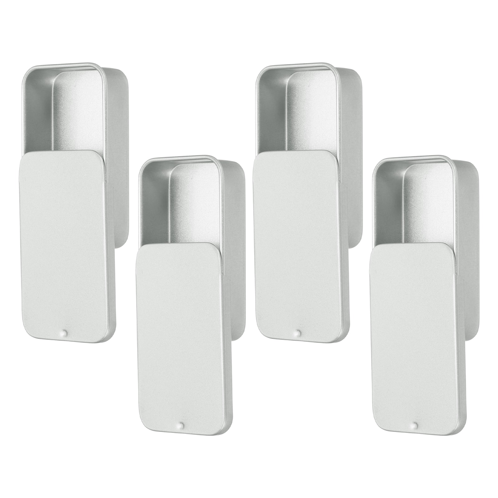 Unique Bargains - 4pcs Metal Tin Box, 2.4x1.3x0.4" Slide Top Small Rectangular Storage, Portable Case for Lip Balm Candies Jewelry - Silver