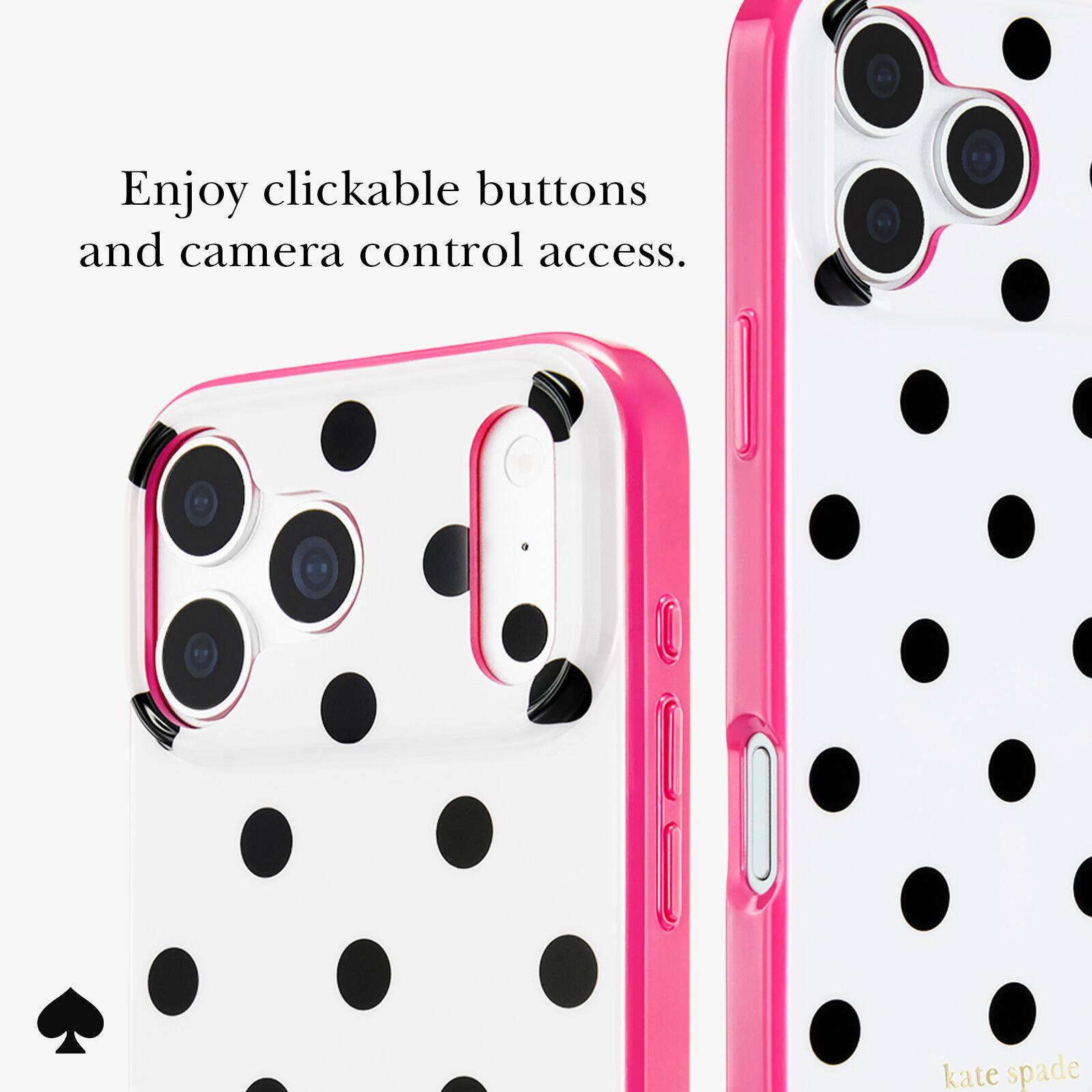 Enjoy clickable buttons and camera control access.  
kate spade
