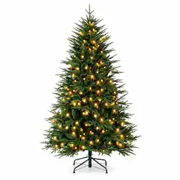 RYHNUYNE - Pre-Lit Artificial Christmas Tree With Quick Assembly and Lush Realistic Branches - Green
