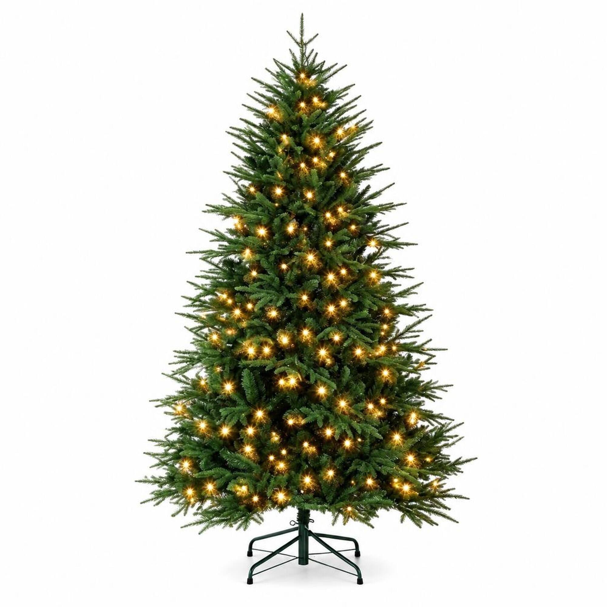 Front. RYHNUYNE - Pre-Lit Artificial Christmas Tree With Quick Assembly and Lush Realistic Branches - Green.