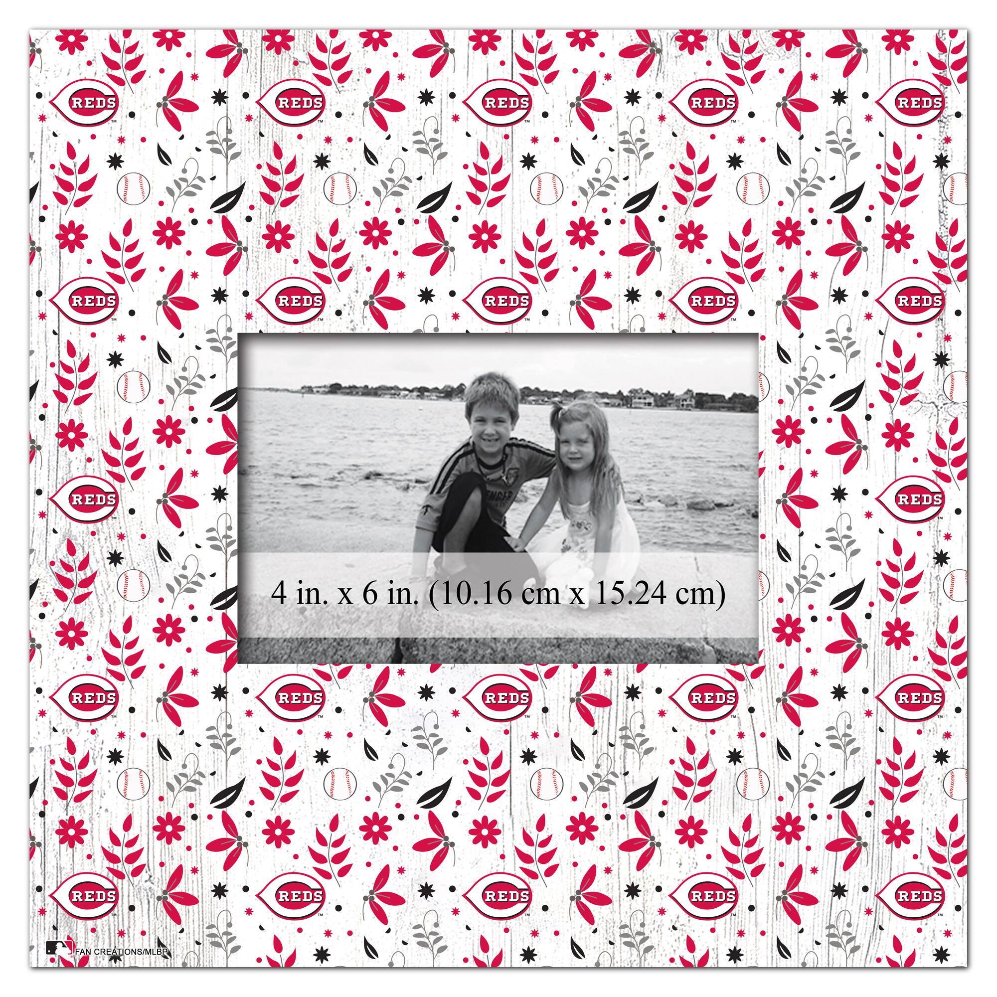 Cincinnati Reds 10'' x 10'' Floral Pattern Frame