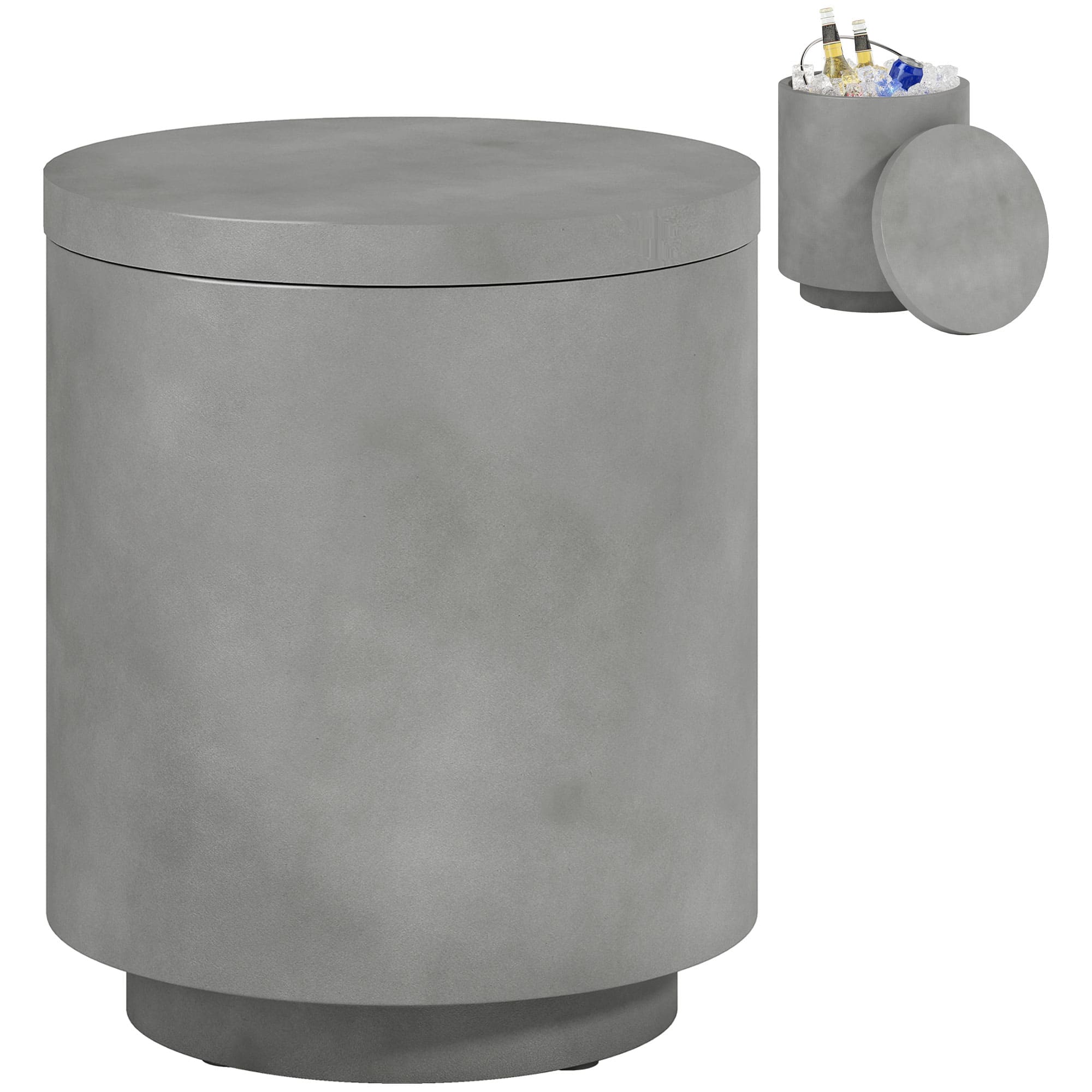 Homcom - Gal Outdoor Side Table, 3-In-1 Concrete Cooler Bar Table with Storage - Gray