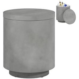 Homcom - Gal Outdoor Side Table, 3-In-1 Concrete Cooler Bar Table with Storage - Gray