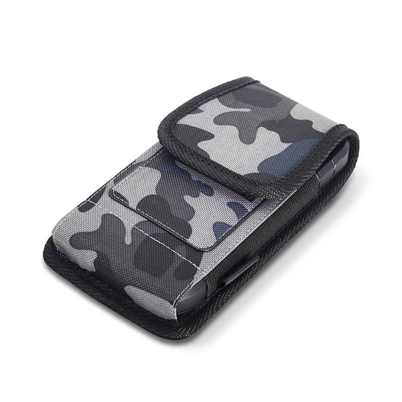Alt View 1. LUXMO - LUXMO Large Vertical Universal Nylon Phone Pouch with Dual Card Slots - Grey Camo - Gray.
