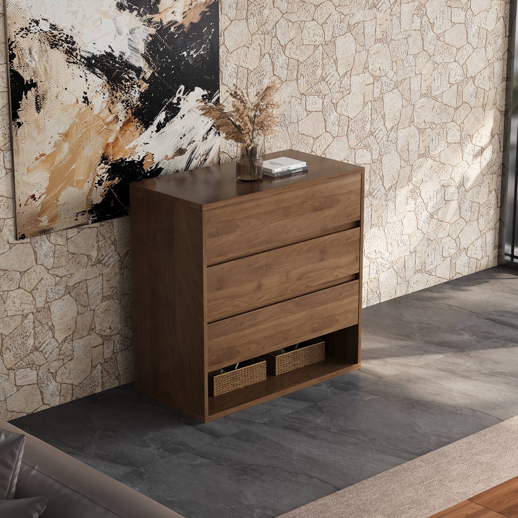 Angle. luck idea - 29.52" Storage Cabinet & Decorative Cabinet, Suitable for Multiple Scenarios - Walnut color.