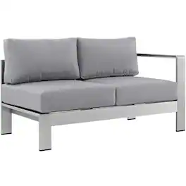 Outdoor Escape - Outdoor Corner Sectional Sofa With Armrests And Cushioned Seating - Gray