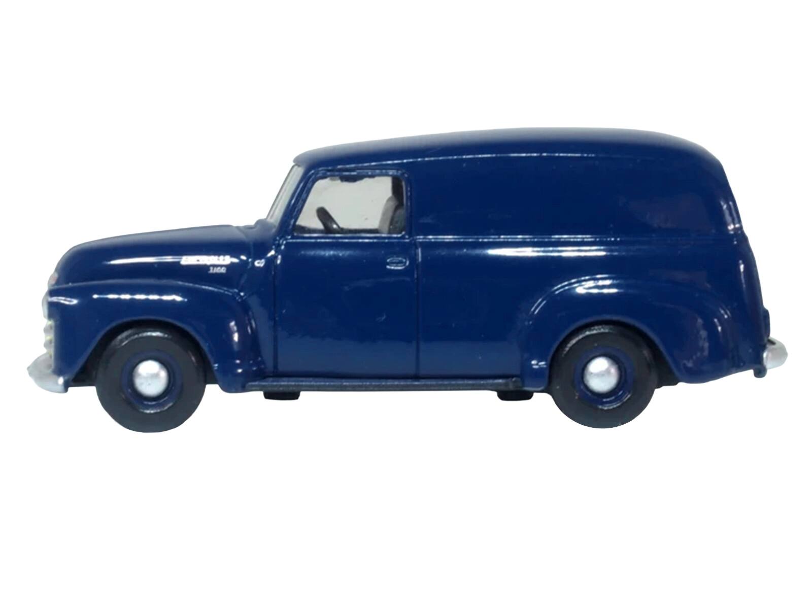 Alt View 2. Oxford Diecast - 1950 Chevrolet Panel Van Mariner Blue 1/87 (HO) Scale Diecast Model Car by Oxford Diecast.
