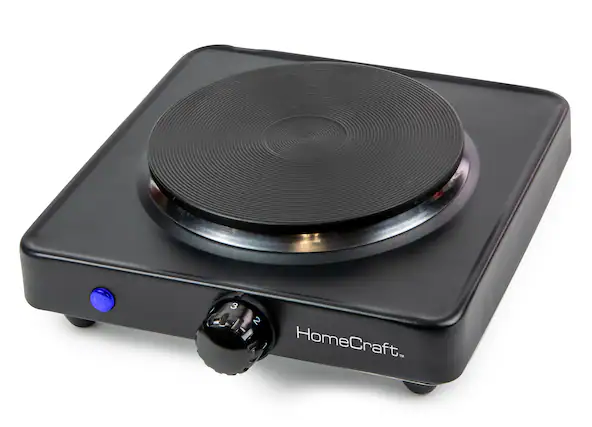 Front. HomeCraft - Single Burner Hot Plate - Black.