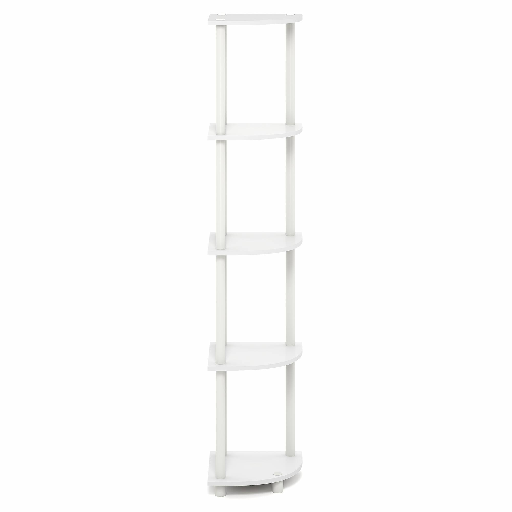 Alt View 7. Furinno - TURN-N-TUBE 5 Tier Corner Shelf, Corner Bookshelf, Display Shelf for Living Room, Bedroom - Plain White.