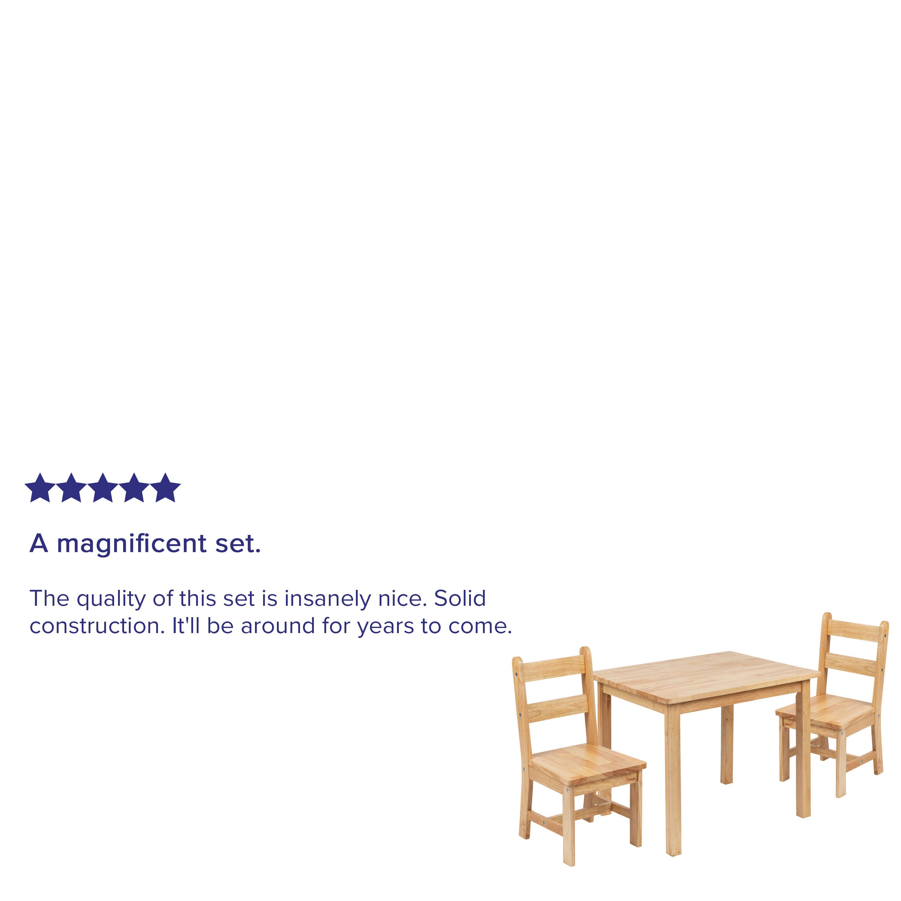 Alt View 14. Alamont Home - Kids Solid Hardwood Table and Chair Set for Playroom, Bedroom, Kitchen - 3 Piece Set - Natural.
