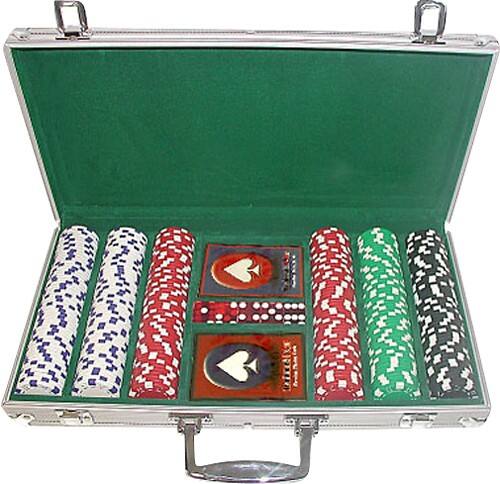Front Standard. Trademark Games - Dice-Striped 300-Piece 11.5-Gram Poker Chip Set.