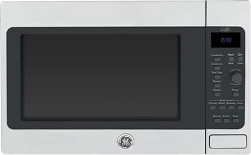 Front. GE - Café 1.5 Cu. Ft. Convection Mid-Size Microwave - Stainless steel.