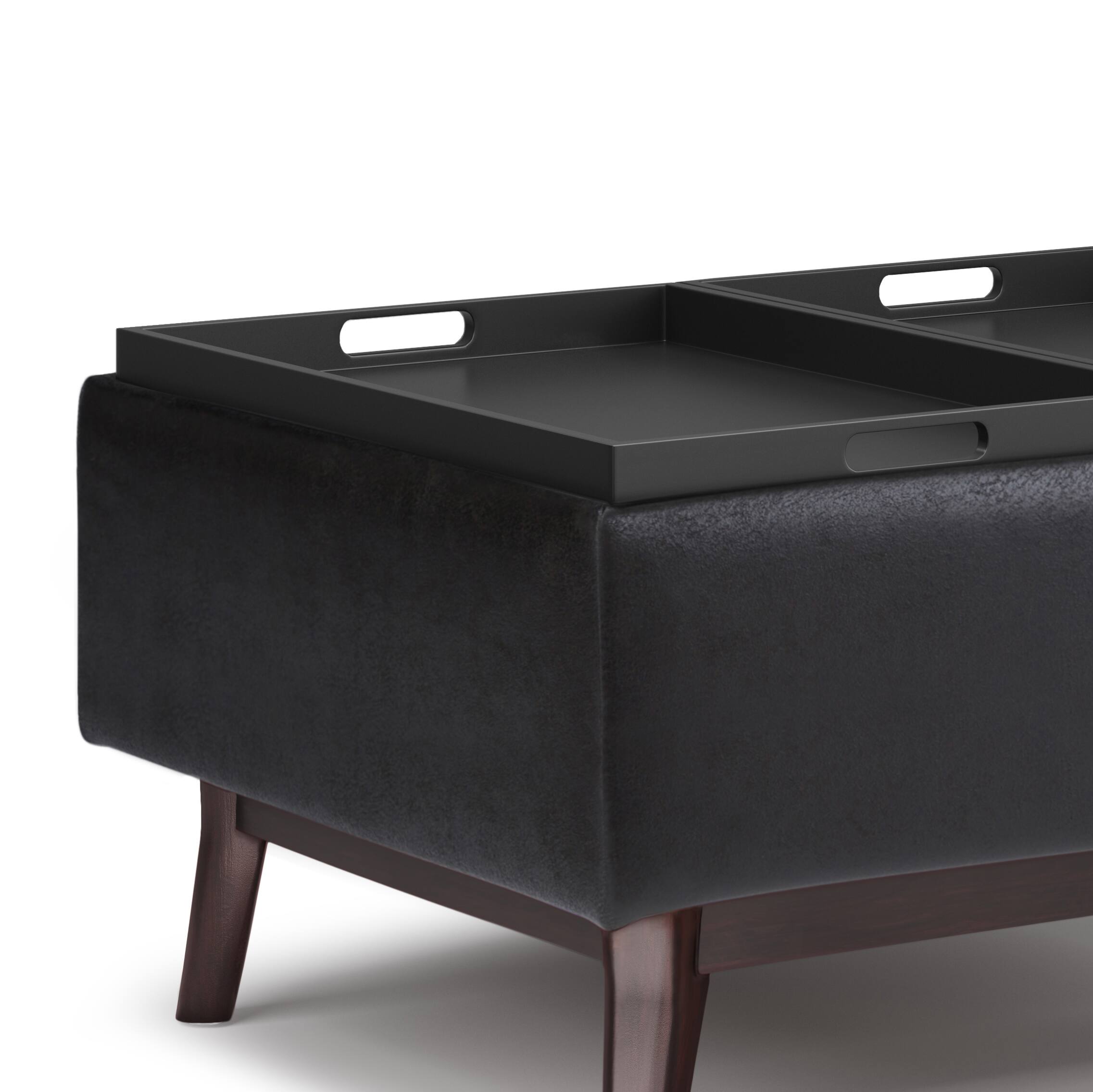 Alt View 13. Simpli Home - Owen Tray Top Small Coffee Table Storage Ottoman - Distressed Black.