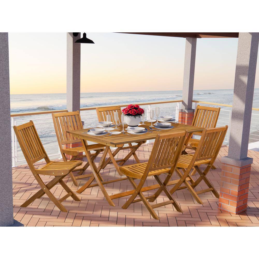 Angle. East West Furniture - East West Furniture 7 Piece Superior Garden Set- Suitable for The Shore, Camping, Picnics - Lovely Wood Dining Table - Multi-Color.