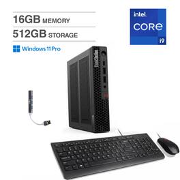 Lenovo - ThinkStation P3 Mini Desktop (Intel i9-14900, 16GB DDR5, 512GB PCIe SSD, NVIDIA T400, Win 11 Pro) w/USB Hub - Black