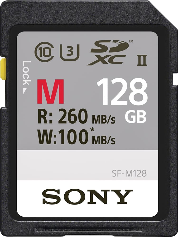 Front. Sony - SF-M Series 128GB SDXC UHS-II Memory Card - Black.