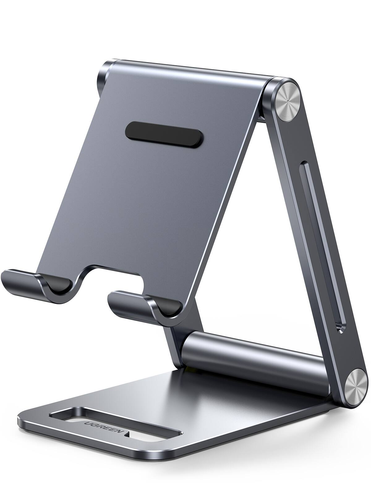 Alt View 2. UGREEN - Aluminum Cell Phone Stand, Fully Adjustable Foldable Desktop Phone Holder Compatible with iPhone 17/16/15/14/13/12 - Silver.