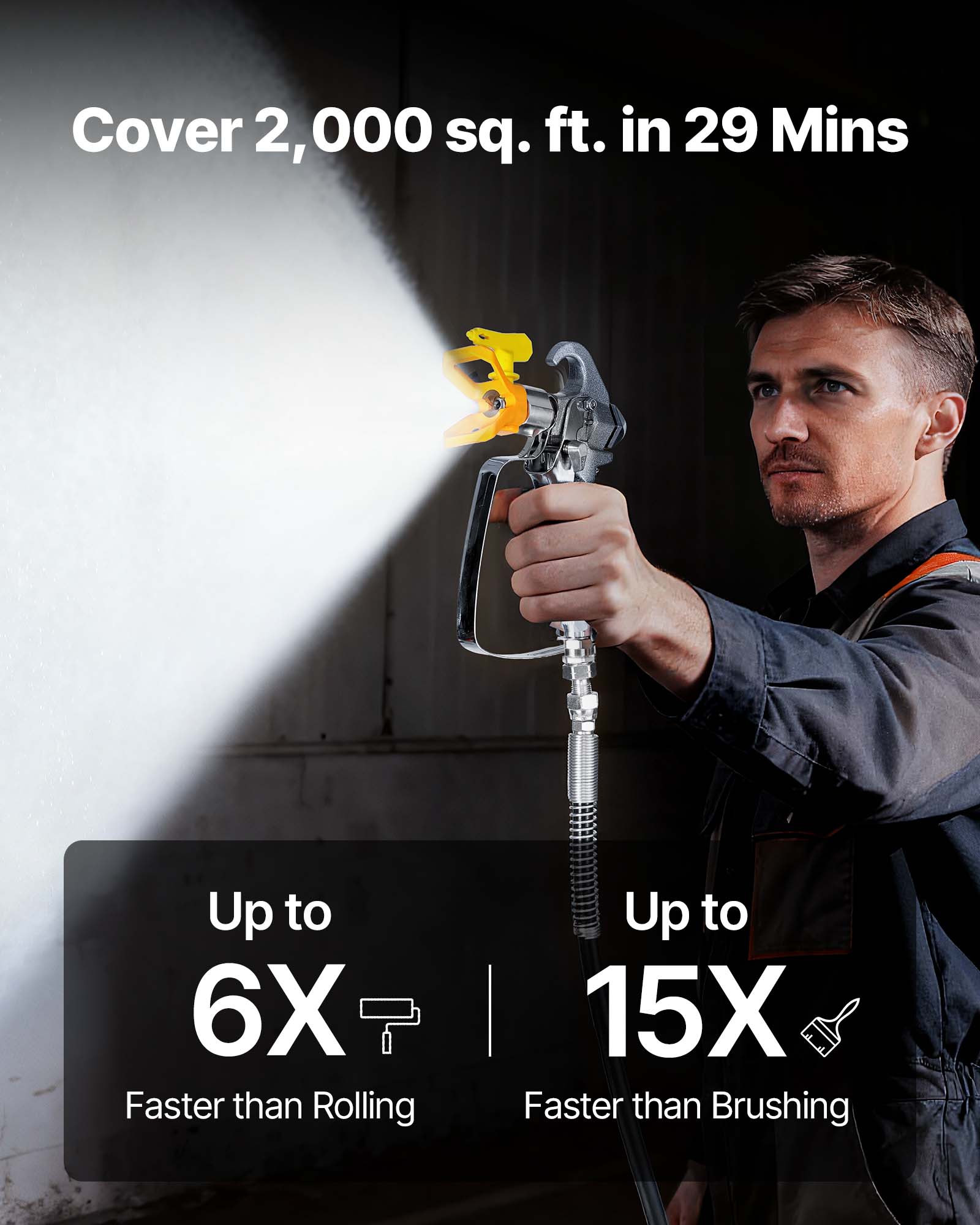 Cover 2,000 sq. ft. in 29 Mins

Up to 6X Faster than Rolling

Up to 15X Faster than Brushing