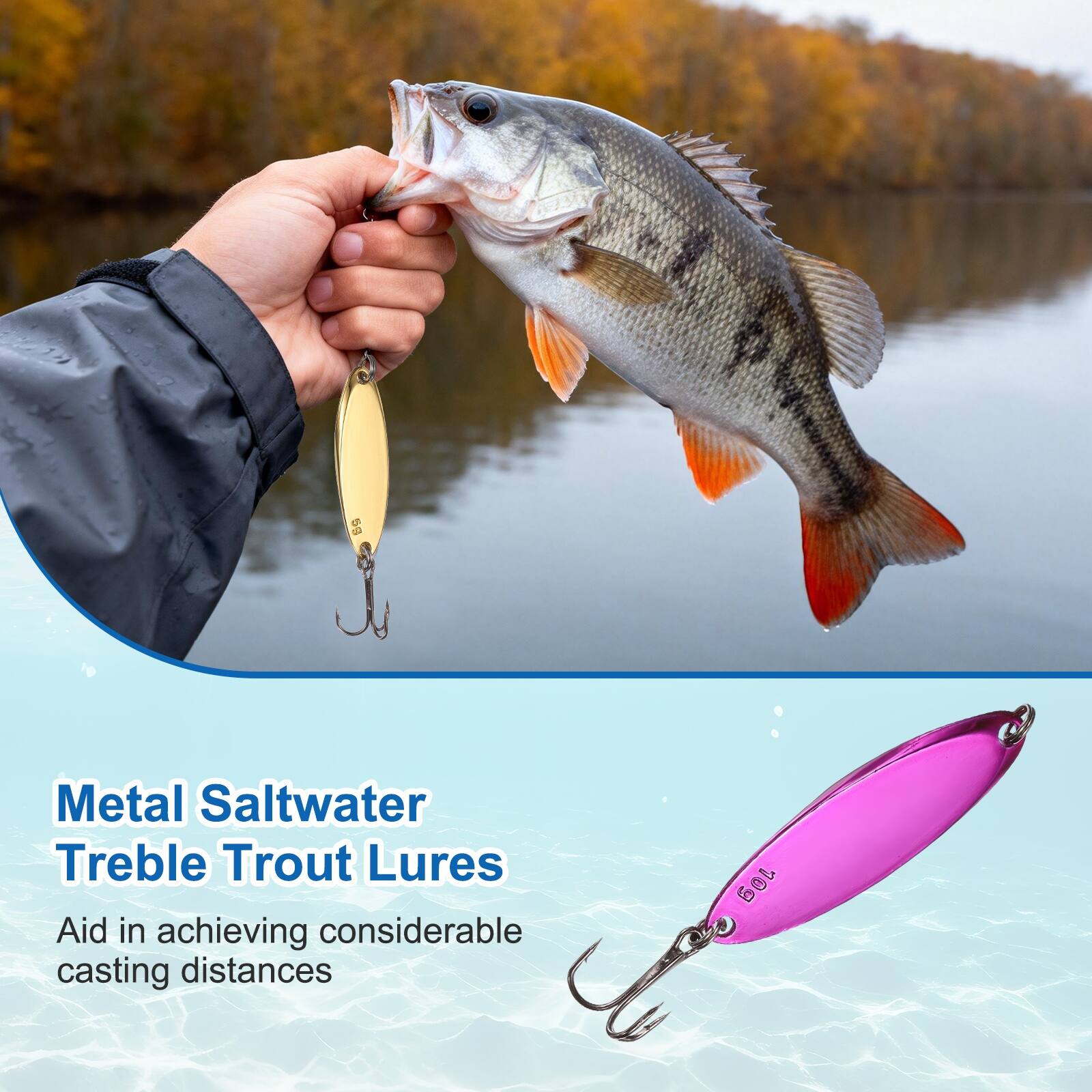 Unique Bargains Fishing Spoons Lures, Metal Saltwater Treble Trout ...