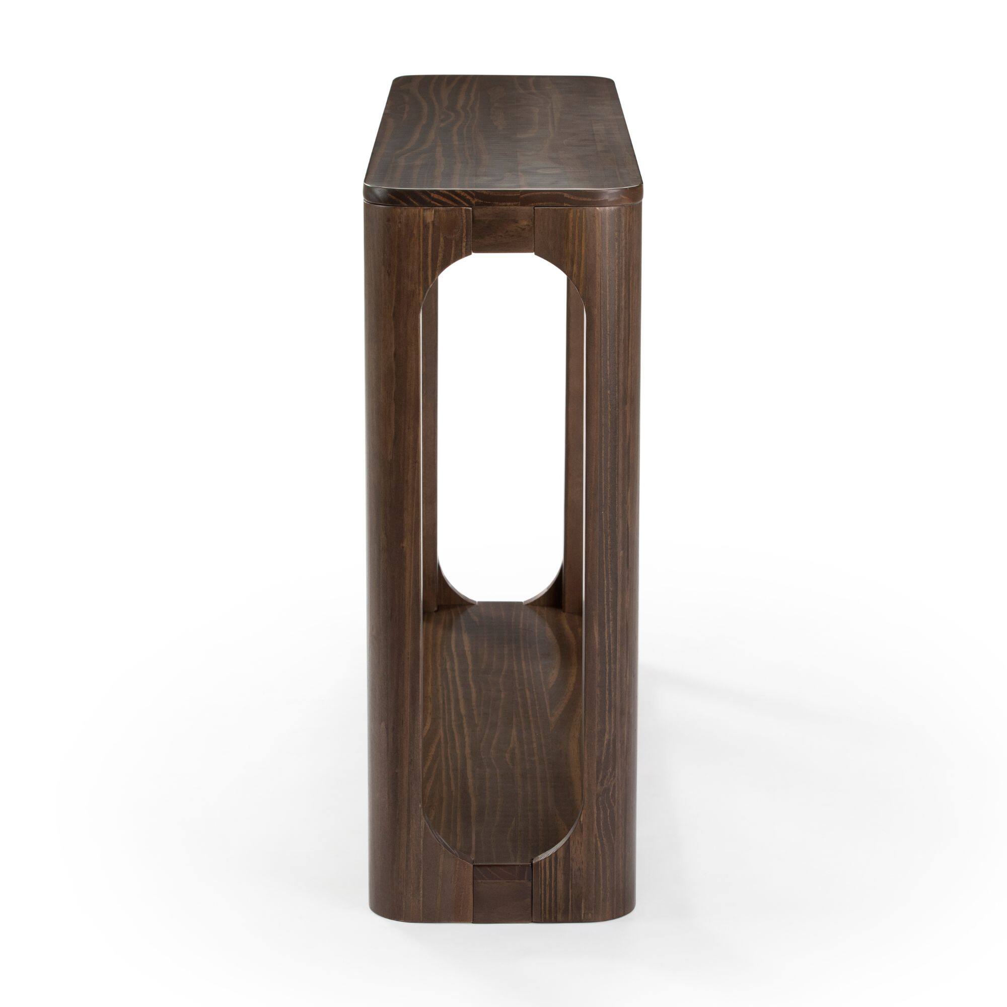 Alt View 3. Plank+Beam - Forma Console Table with Bottom Shelf (46in / 170mm), Walnut - Walnut.