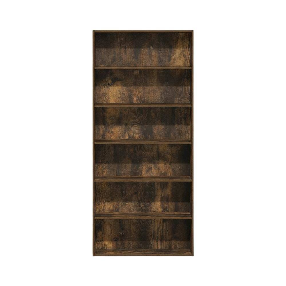 Back. FurniFact - Amber Pine 6-Tier Open Shelf Bookcase with Storage Organizer - Amber Pine.