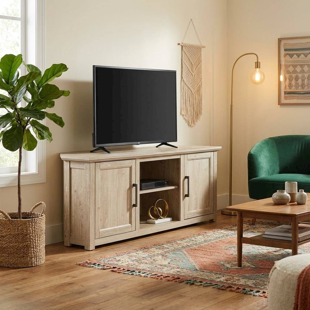 Alt View 2. FurniFact - Corner TV stand for 65+ inch TVs in classic wood finish with ample storage space - Black.