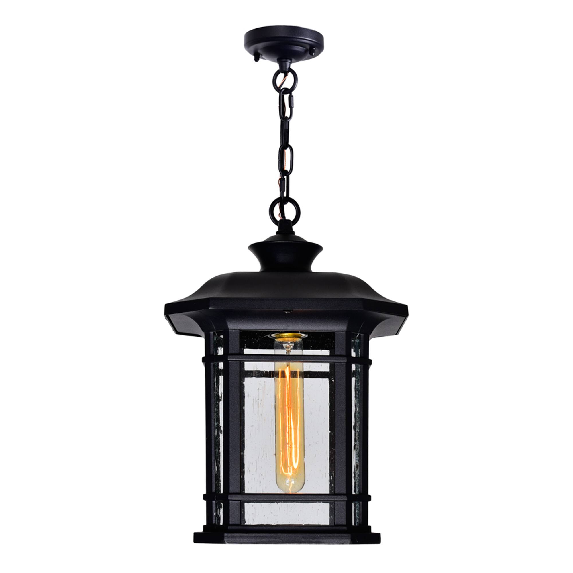 Left. CWI Lighting - Blackburn 1 Light Outdoor Black Pendant - Black.